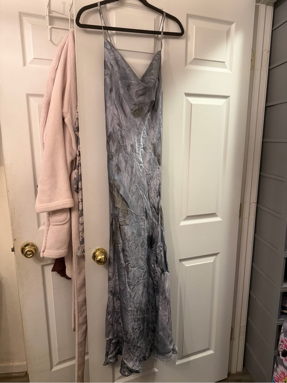 Topshop Gray Marble Cowl Slip Dress